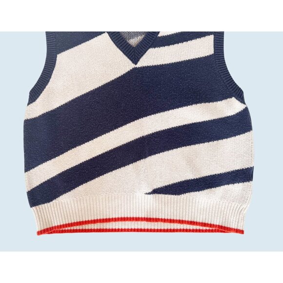 ANTHROPOLOGIE / Maeve V Neck Pullover Sweater Vest Navy White Size XL - Picture 5 of 8
